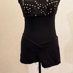 NEW YEAR, NEW YOU! Black Cotton Women's Athletic Shorts with Cross Waistband